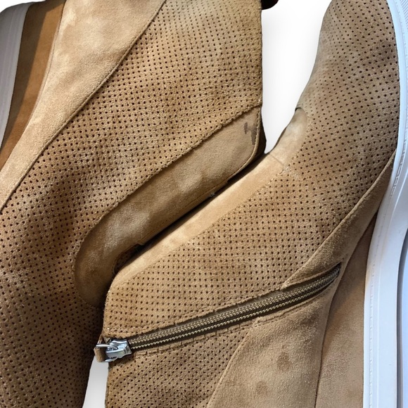 Linea Paolo Anna Tan Perf Kid Suede Heeled Booties - Picture 4 of 14